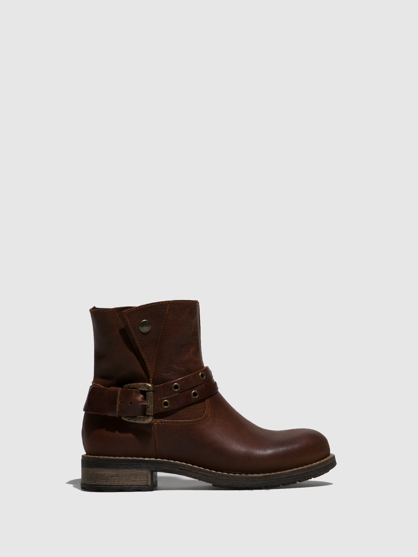 Fungi Brown Buckle Ankle Boots